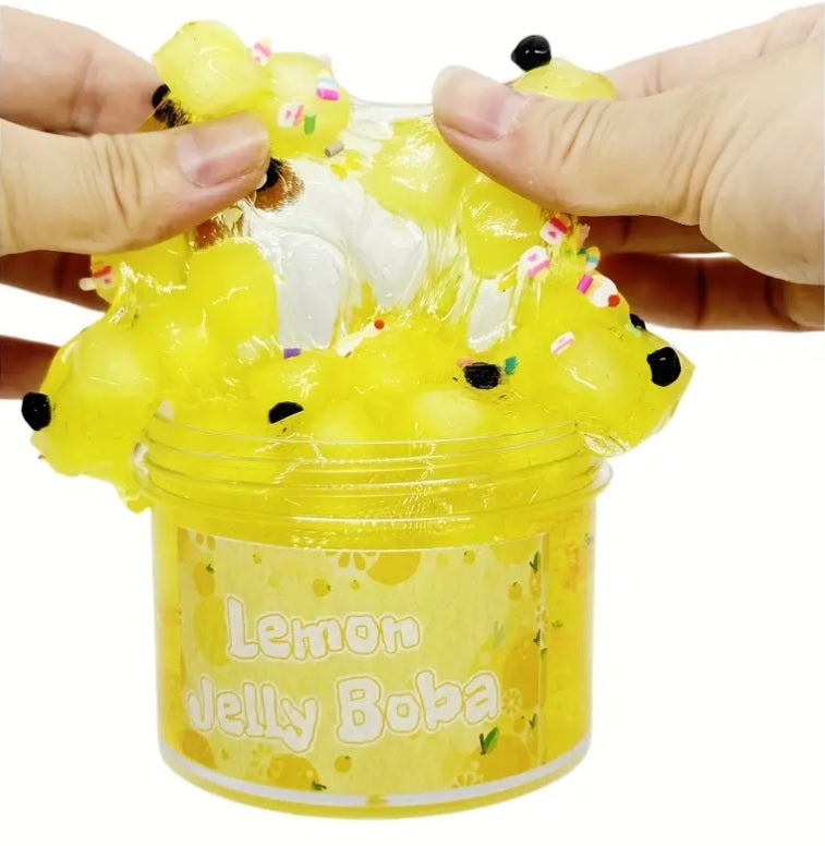 Lemon Scented Jelly Cube Clear Boba Slime