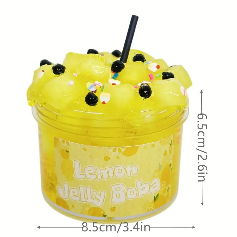 Lemon Scented Jelly Cube Clear Boba Slime