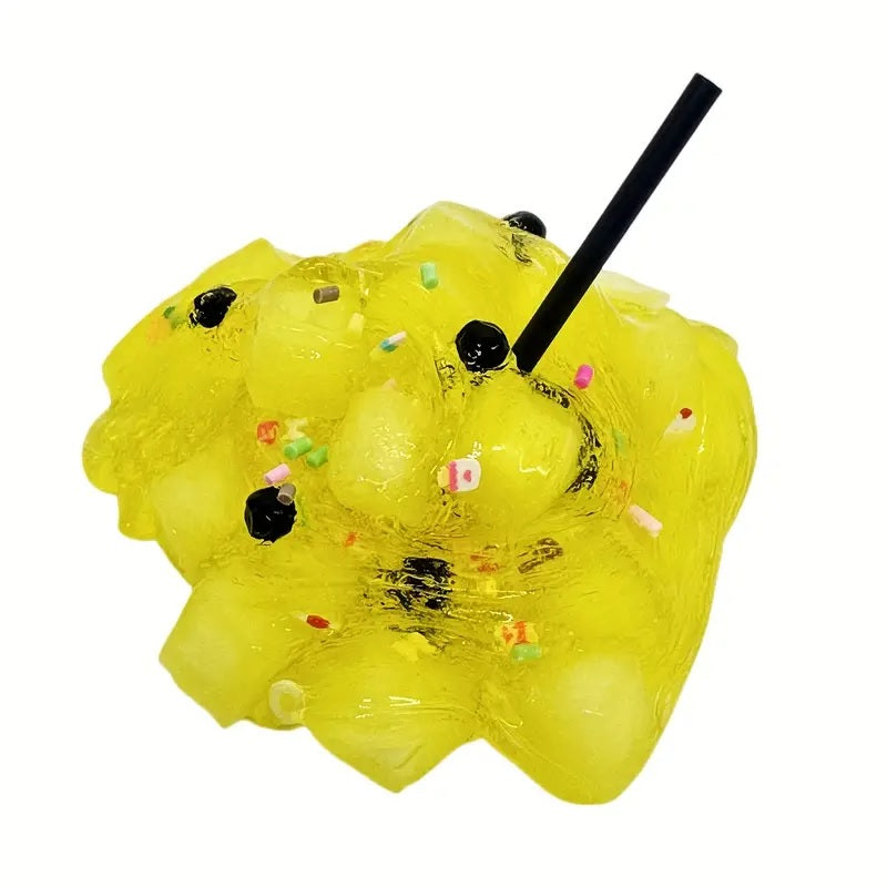 Lemon Scented Jelly Cube Clear Boba Slime